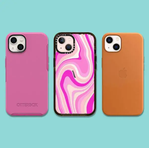 3 phone cases on light blue background