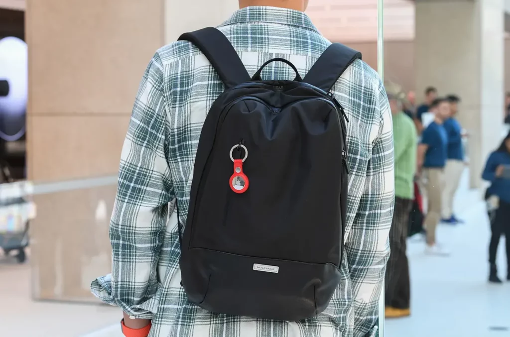 AirTag on a backpack