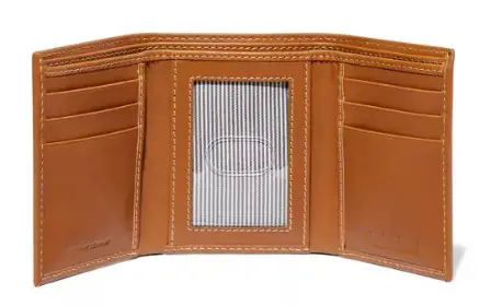 side view of an unfolded Timberland trifold wallet