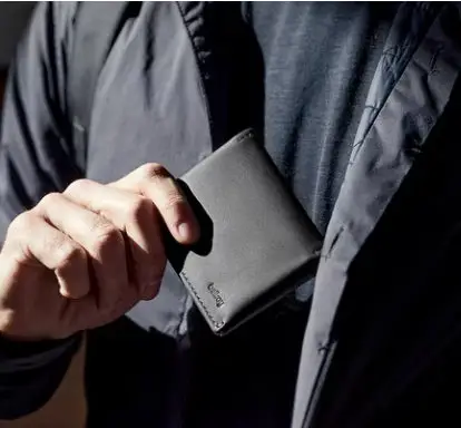 Bellroy Slim Sleeve wallet paired with suit