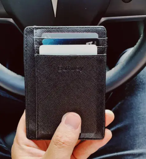 buffway slim wallet in car