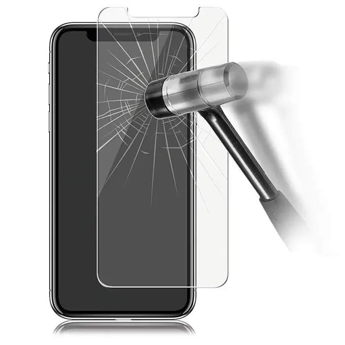 smashing screen protector with a hammer