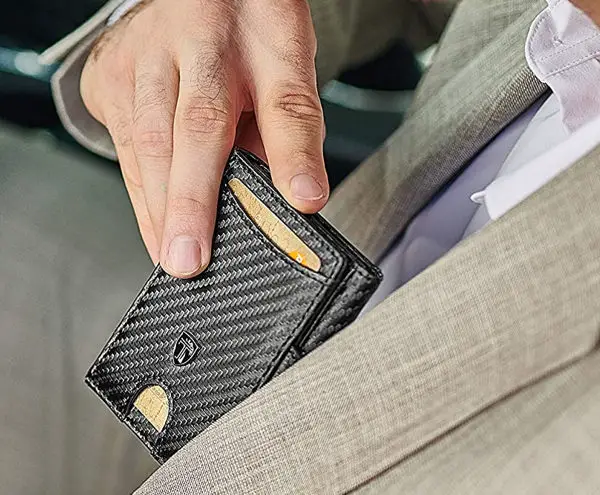 Travando Trifold wallet getting placed in suit pocket