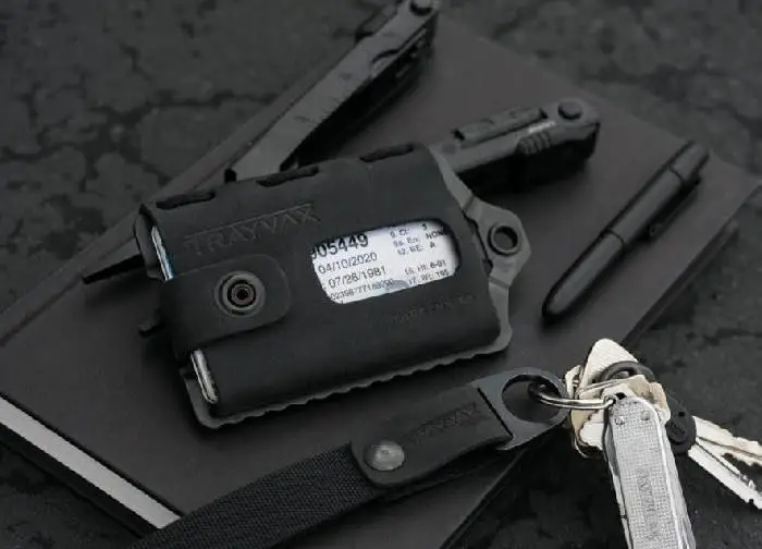 black Trayvax Element wallet and other accessories